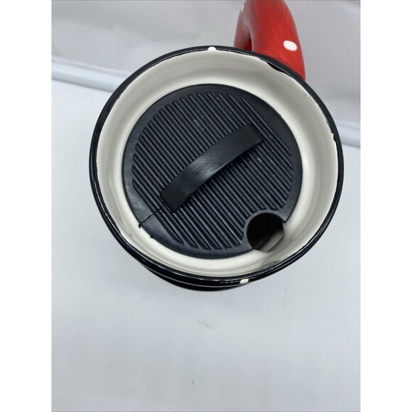 Snowman Mug Ivory Red Christmas Holiday Coffee Hot Chocolate Lid - Picture 5 of 7